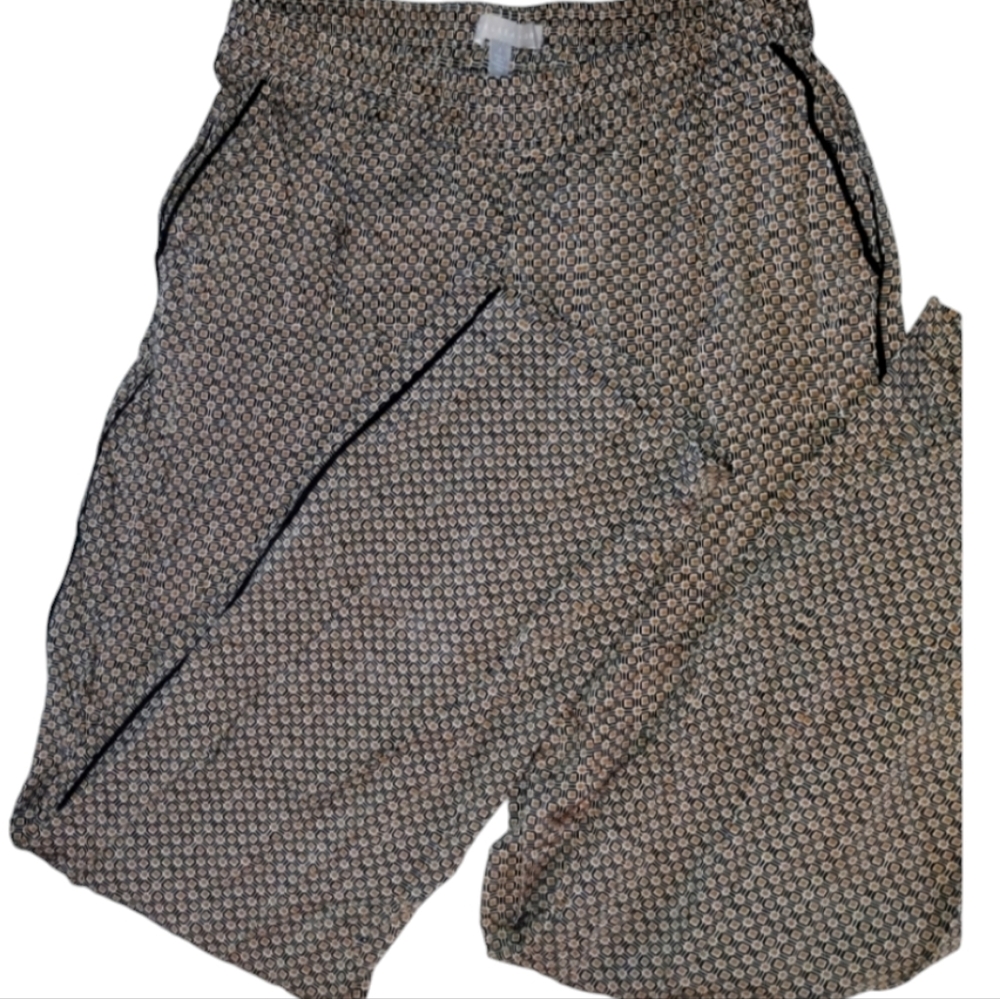 Chelsea 28 elastic waist pants,brown piping, pockets, viscose size 6 Nordstroms